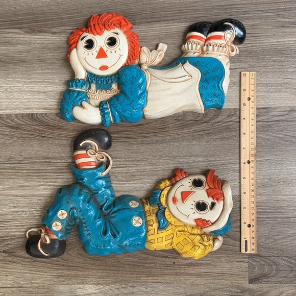 Vintage Raggedy Ann & Andy Wall Hangings Bob Merrill Plaque 1977 Dart Inc 70s - Picture 12 of 16
